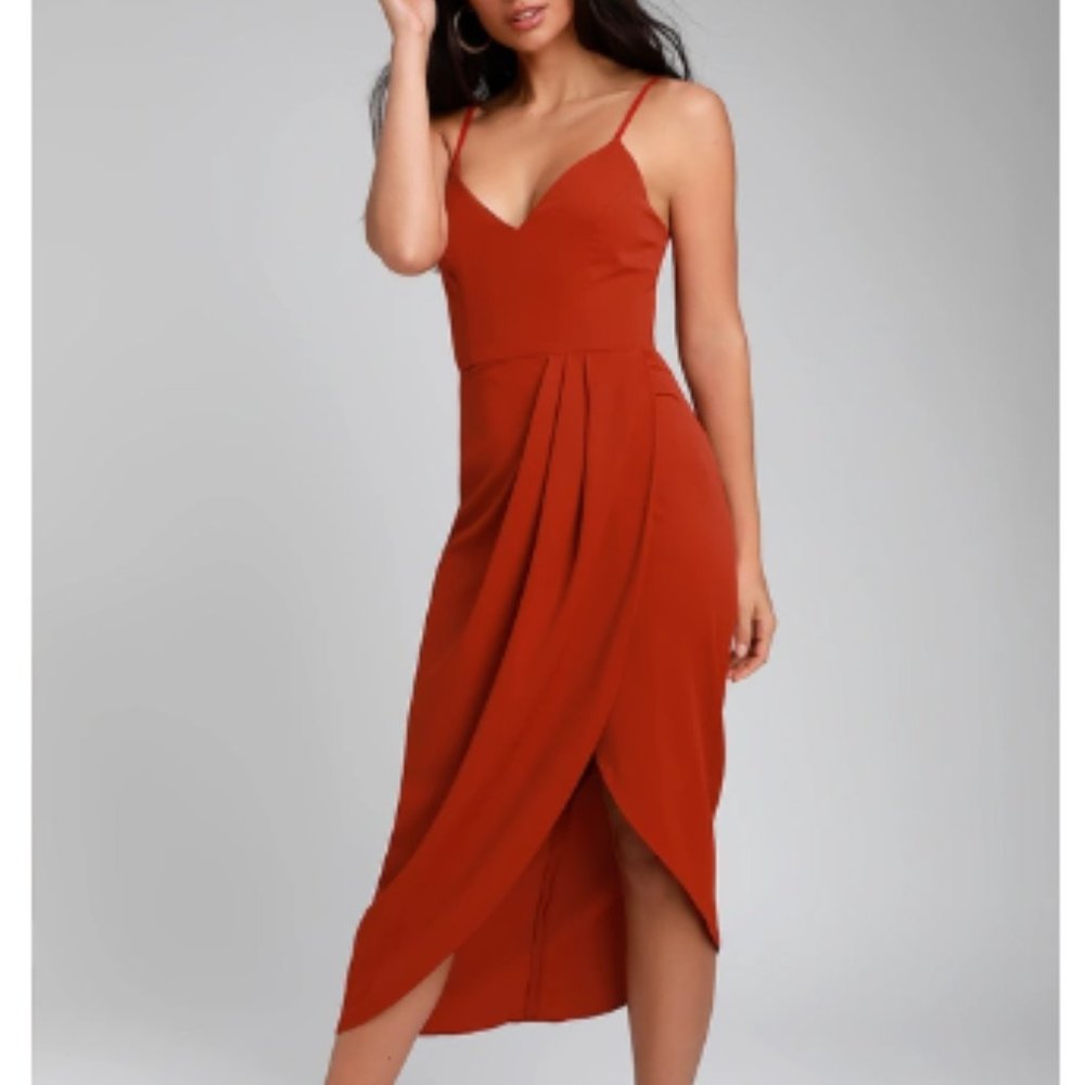 Lulus Rust Red Midi Dress